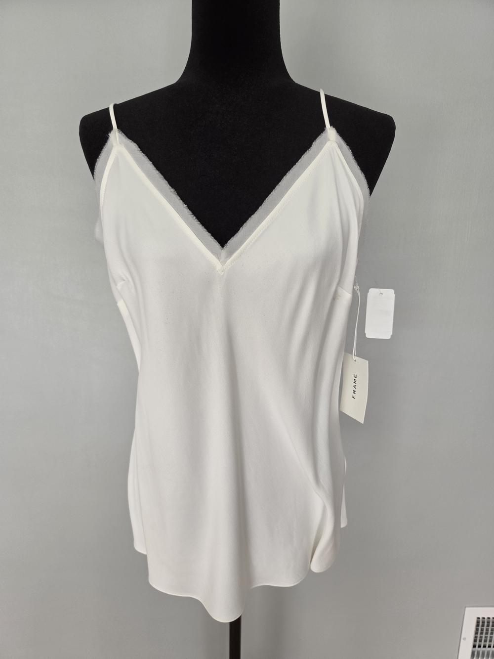 Nordstrom White V-Neck Lace-Trim Camisole